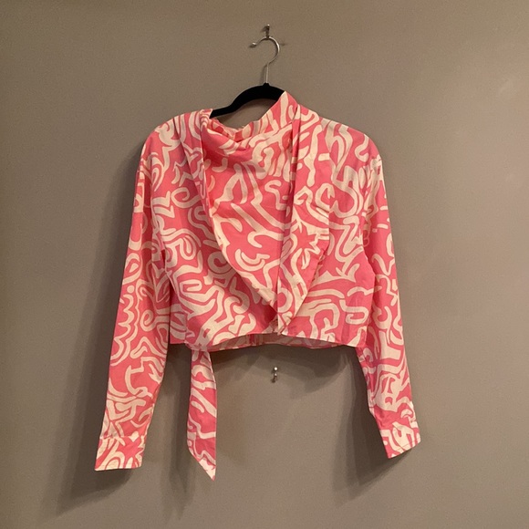 Zara Tie Neck Cropped Top, Size Small - Picture 5 of 14